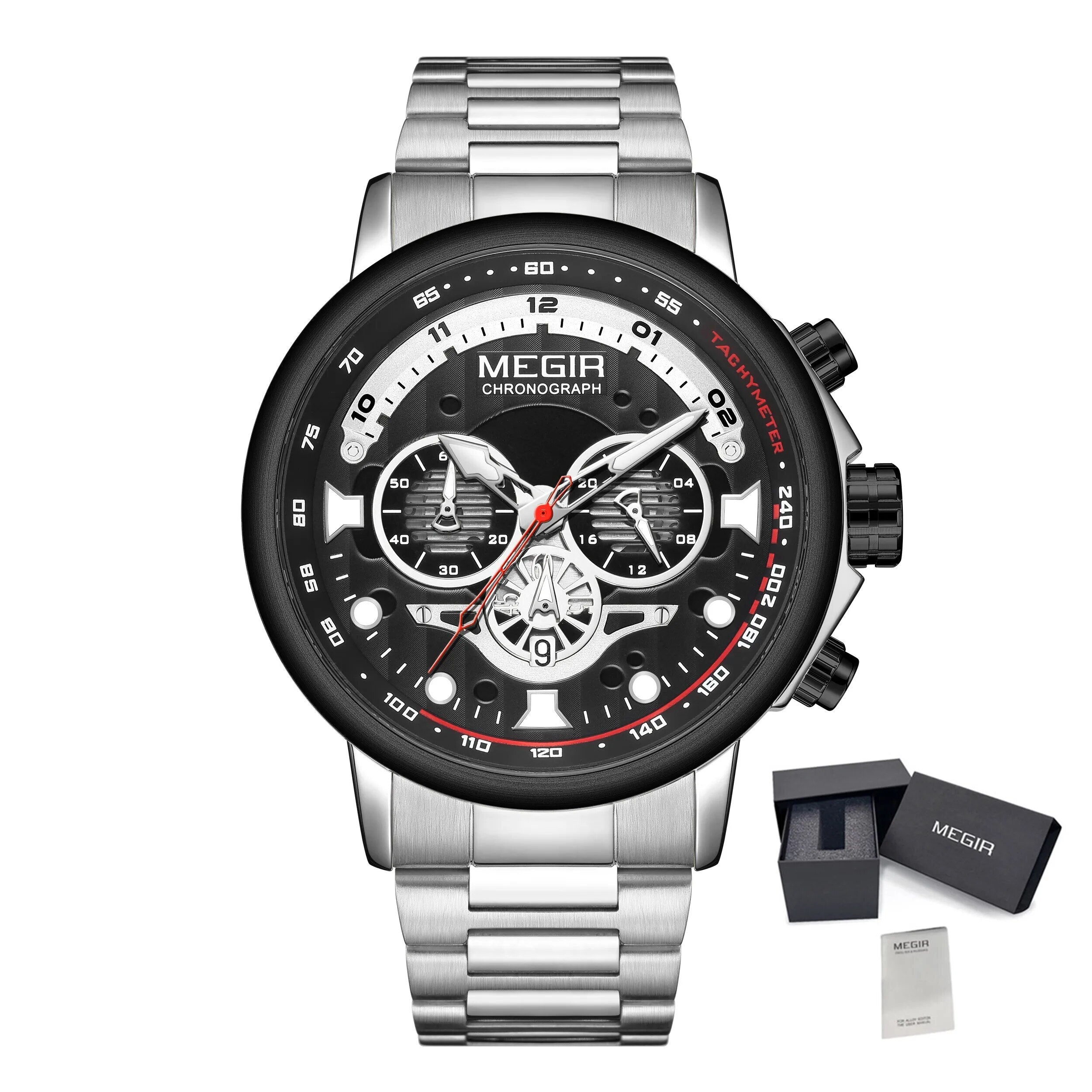 MEGIR Luxury Men Watches Stainless Steel Quartz Wristwatches Fashion Men Business Watch Clock Male Chronograph Relogio Masculino-22