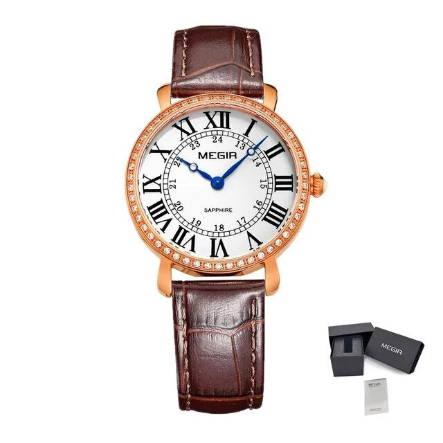 MEGIR Luxury Women Watch Business Ladies Fashion Quartz Bracelet Wrist Watches Casual Leather Band Dress Clock Montre Homme-7