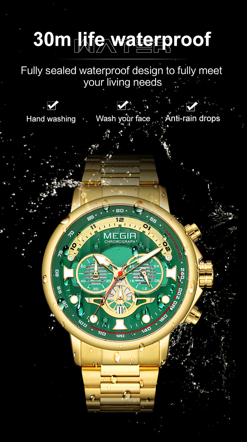 MEGIR Luxury Men Watches Stainless Steel Quartz Wristwatches Fashion Men Business Watch Clock Male Chronograph Relogio Masculino-10