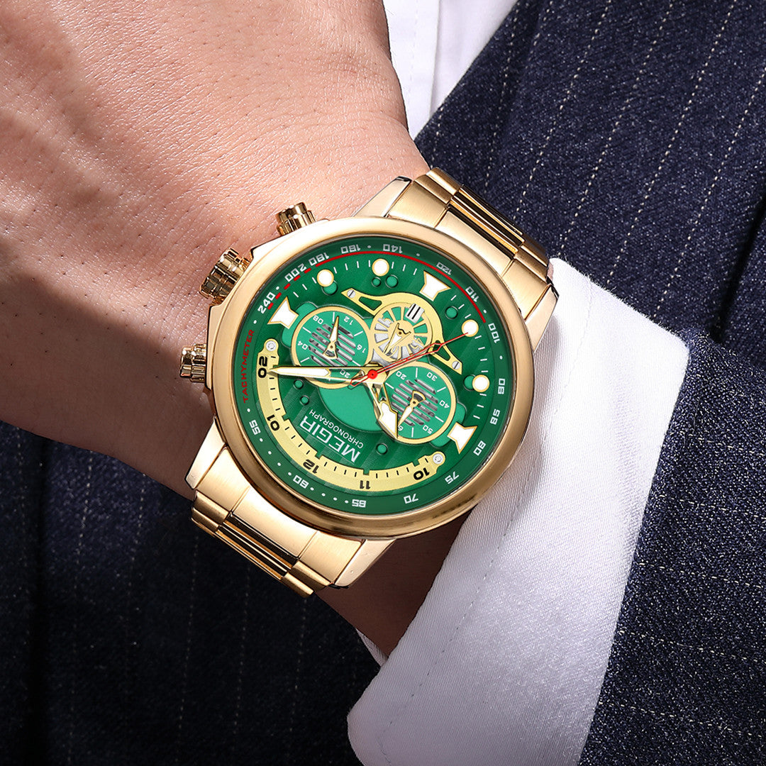 MEGIR Luxury Men Watches Stainless Steel Quartz Wristwatches Fashion Men Business Watch Clock Male Chronograph Relogio Masculino-2