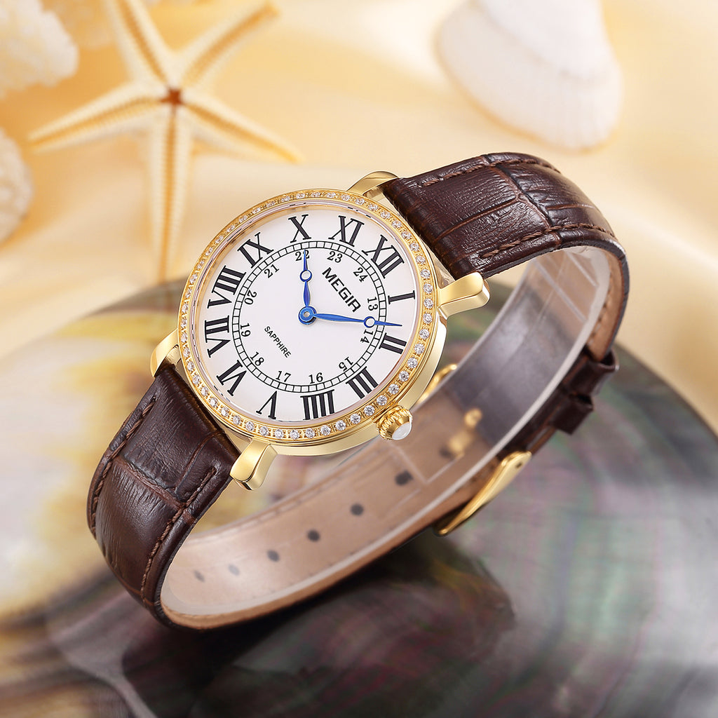 MEGIR Luxury Women Watch Business Ladies Fashion Quartz Bracelet Wrist Watches Casual Leather Band Dress Clock Montre Homme-4