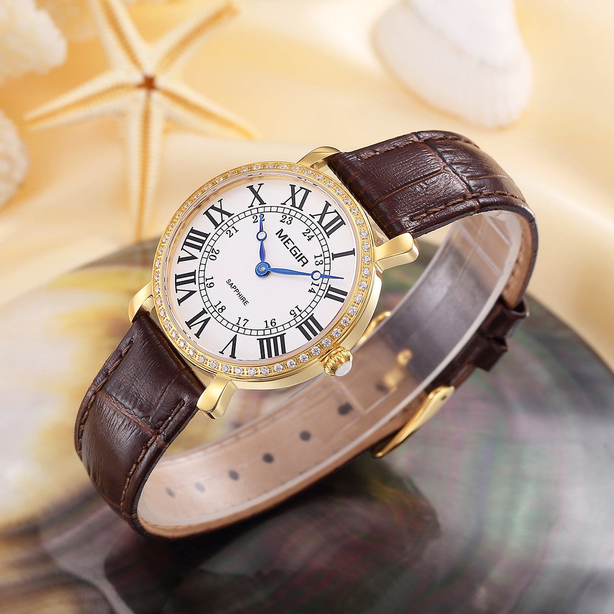 MEGIR Luxury Women Watch Business Ladies Fashion Quartz Bracelet Wrist Watches Casual Leather Band Dress Clock Montre Homme-4