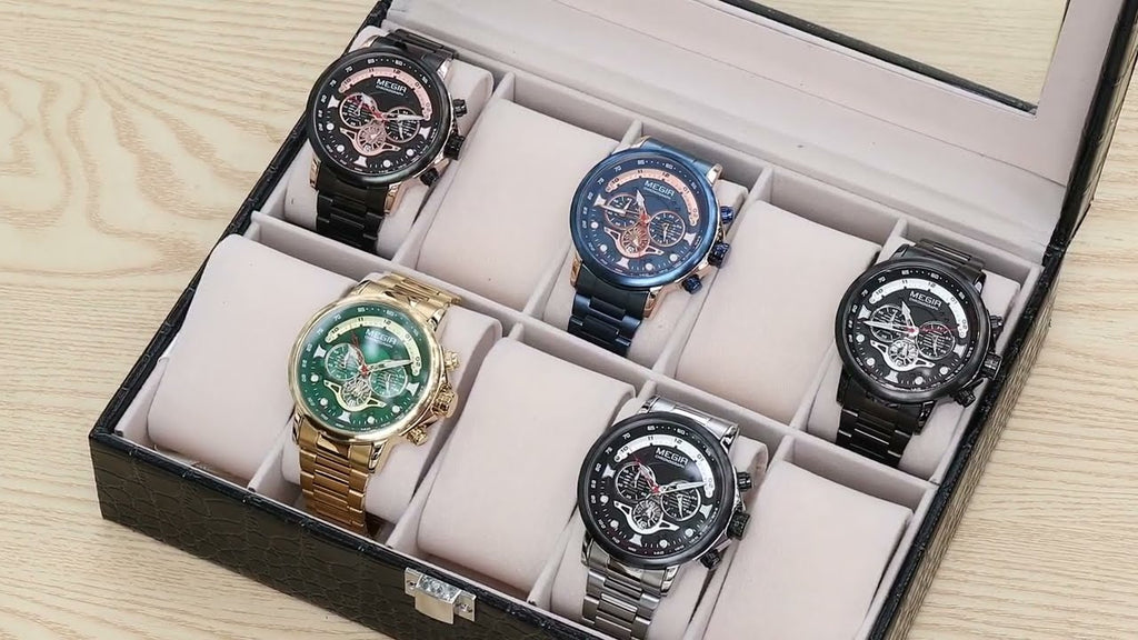 MEGIR Luxury Men Watches Stainless Steel Quartz Wristwatches Fashion Men Business Watch Clock Male Chronograph Relogio Masculino-19