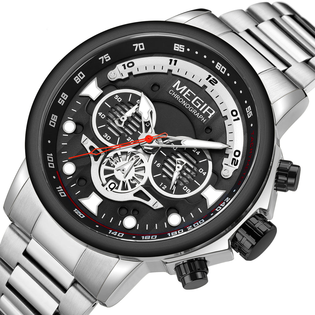 MEGIR Luxury Men Watches Stainless Steel Quartz Wristwatches Fashion Men Business Watch Clock Male Chronograph Relogio Masculino-14