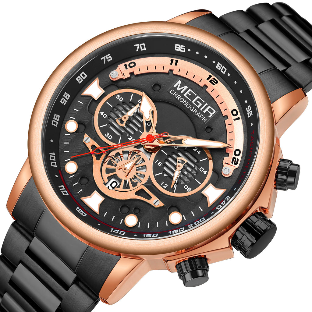 MEGIR Luxury Men Watches Stainless Steel Quartz Wristwatches Fashion Men Business Watch Clock Male Chronograph Relogio Masculino-15