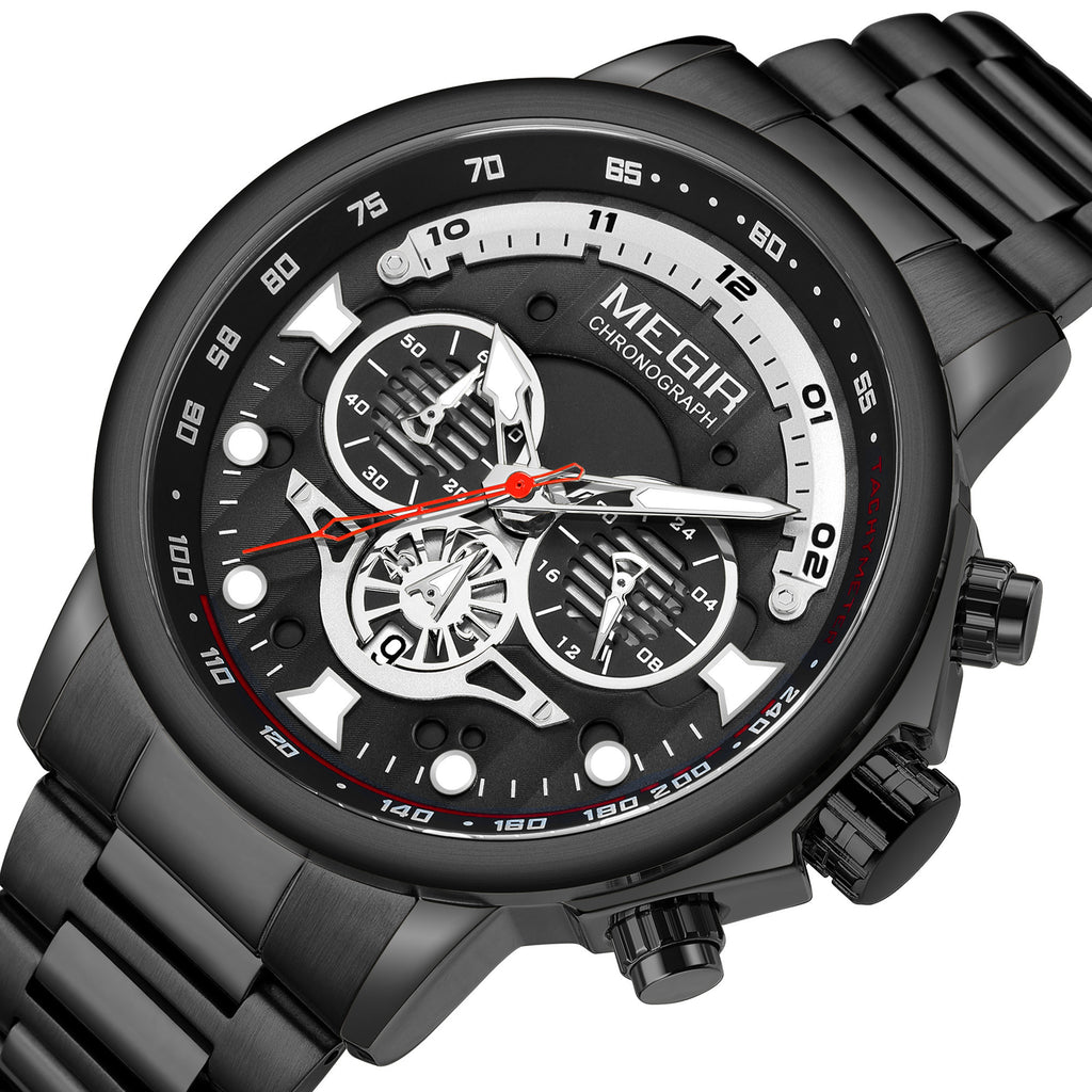 MEGIR Luxury Men Watches Stainless Steel Quartz Wristwatches Fashion Men Business Watch Clock Male Chronograph Relogio Masculino-16