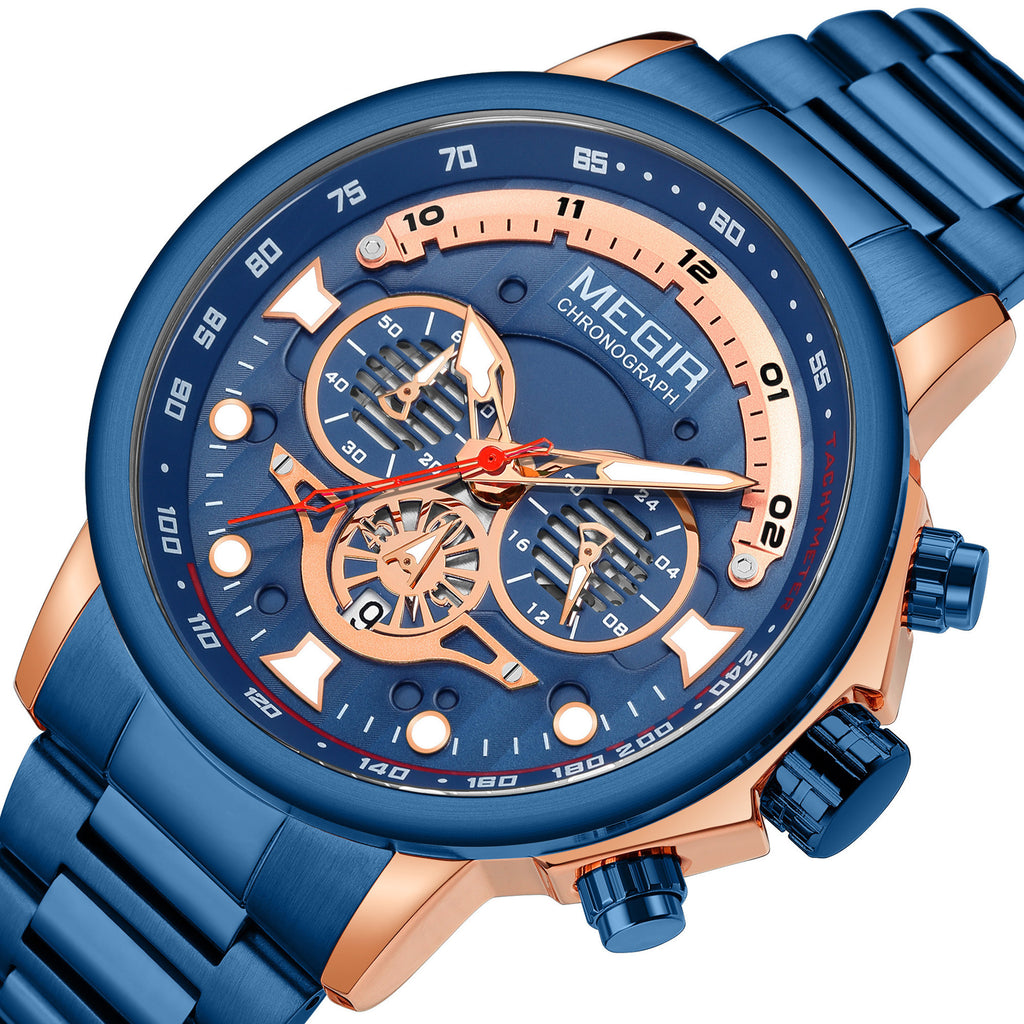 MEGIR Luxury Men Watches Stainless Steel Quartz Wristwatches Fashion Men Business Watch Clock Male Chronograph Relogio Masculino-17
