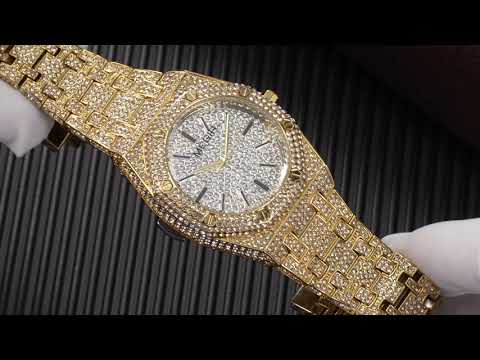 MEGIR Luxury Diamond Men Watches Stainless Steel Band Quartz Wristwatches Waterproof Male Clock Business Watch Reloj Hombre 1091-12