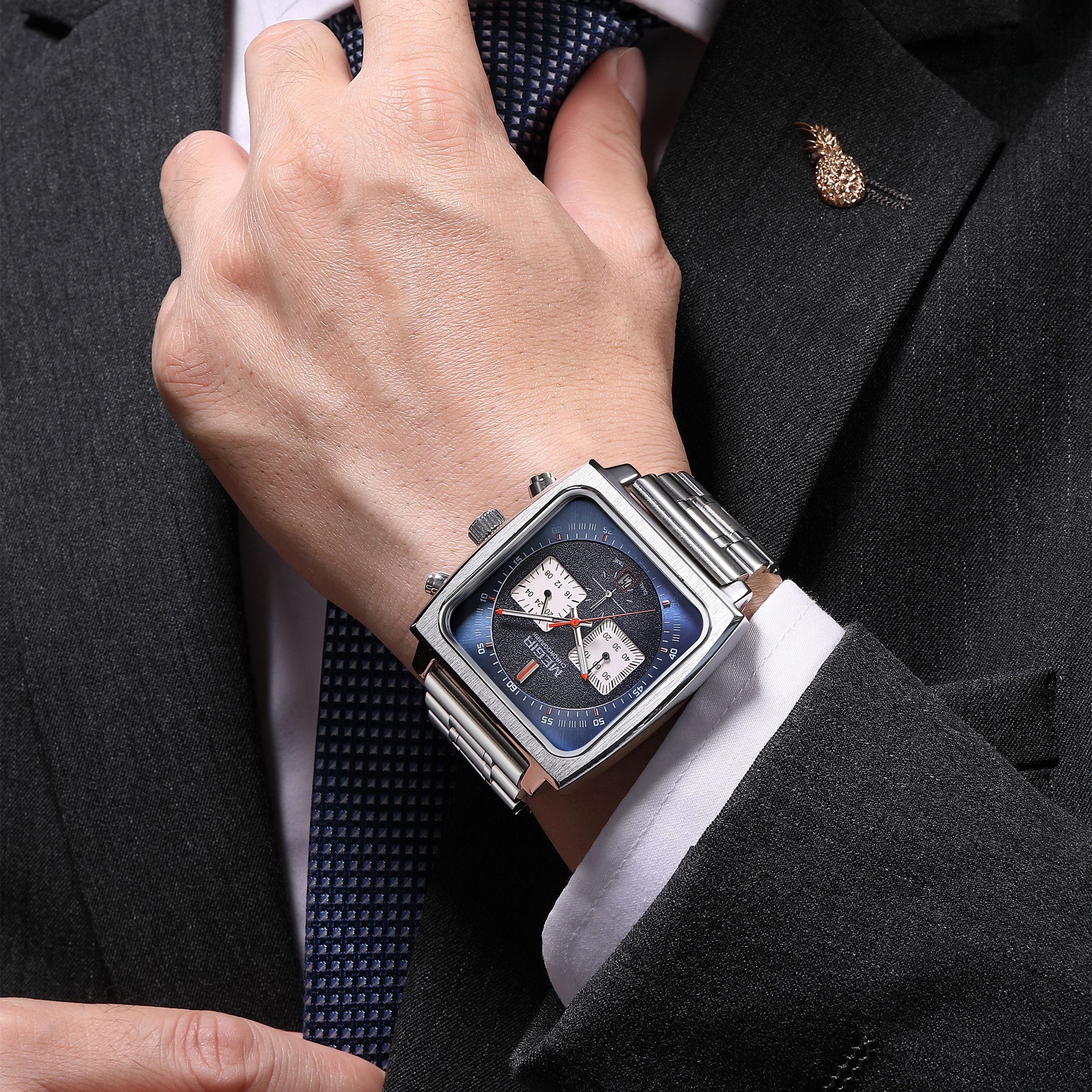 MEGIR Reloj Hombre Original Luxury Business Casual Watch for Men Waterproof Steel Band Quartz Sport Wristwatch Chronograph Clock 2182-1