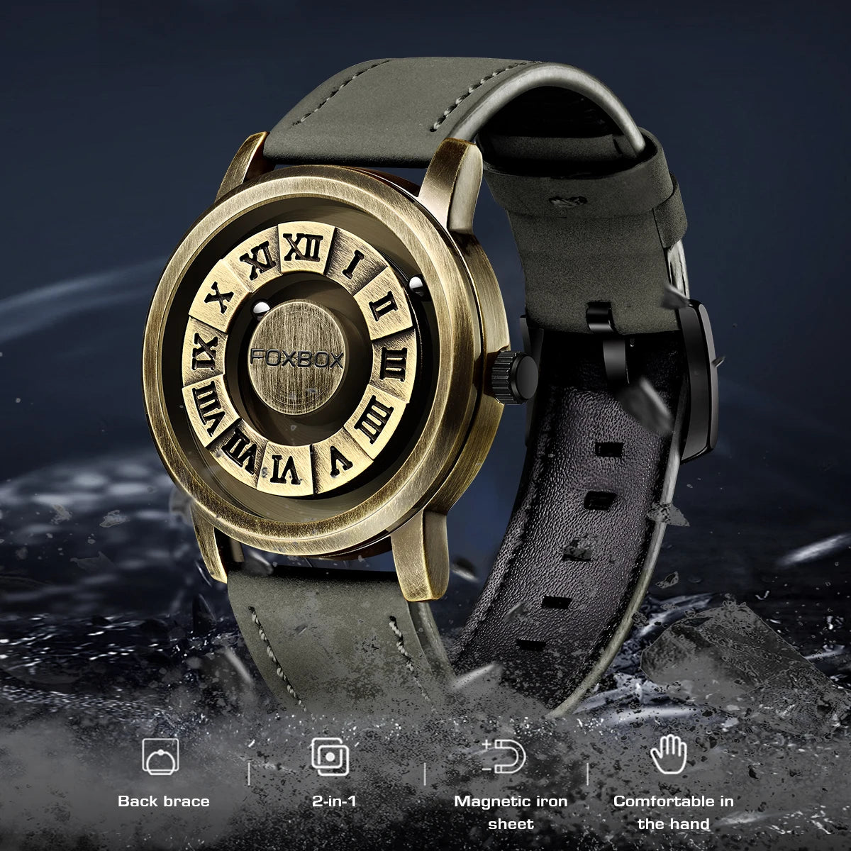 Orologio Uomo LIGE FB0047 Magnetico Bronze - Puntatore Scorrevole Sport Creative