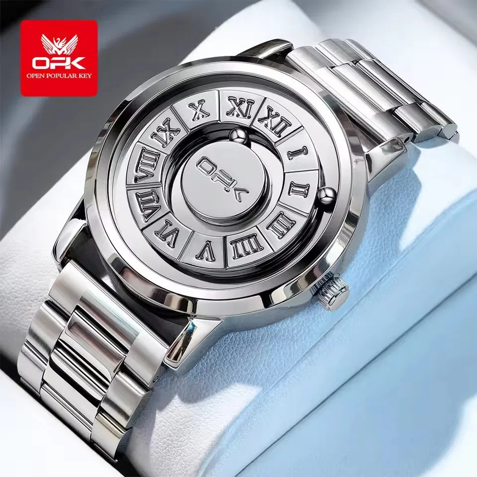 Orologio Uomo OPK 8181 Magnetico Oval - Acciaio Inox Impermeabile 30M Sfera Magnetica Quarzo