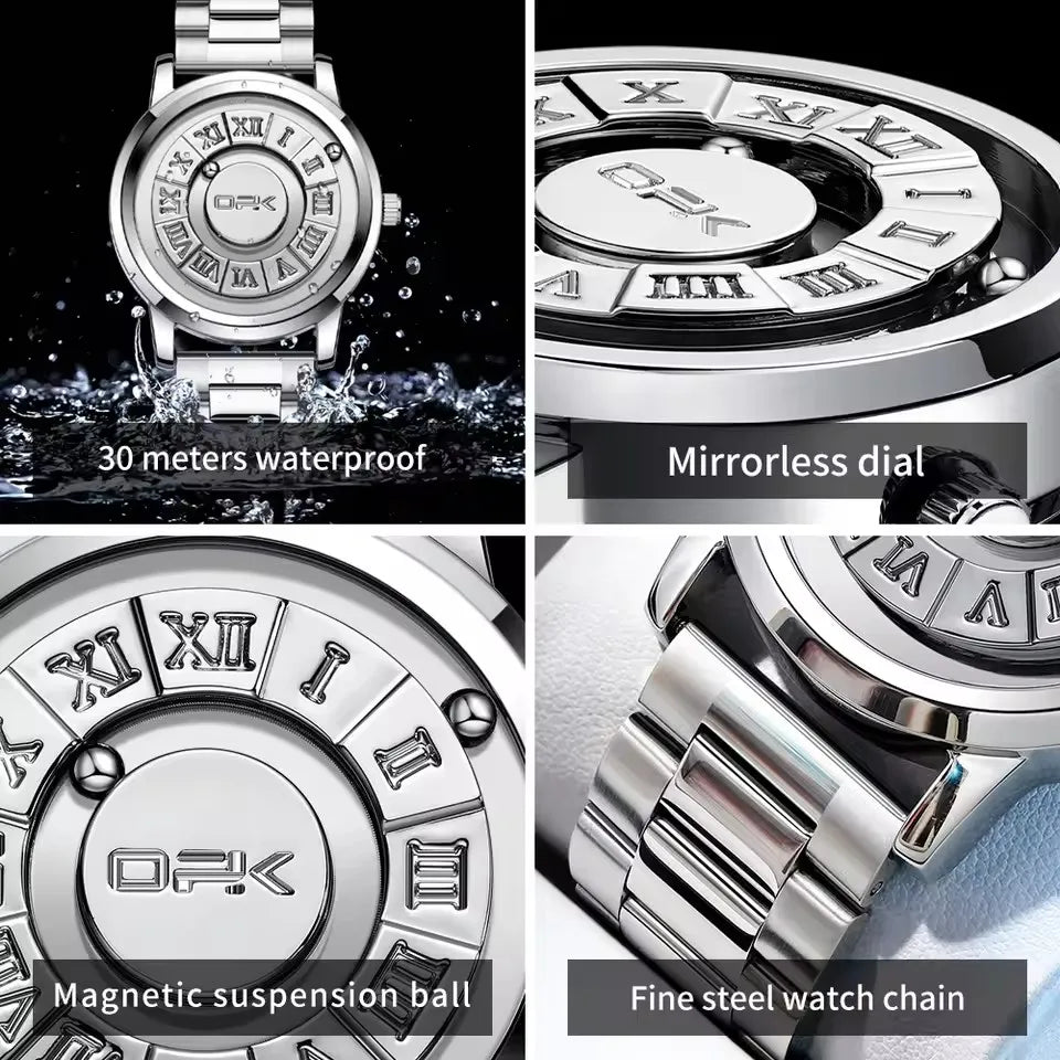 Orologio Uomo OPK 8181 Magnetico Oval - Acciaio Inox Impermeabile 30M Sfera Magnetica Quarzo