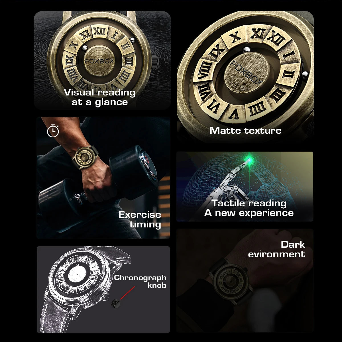 Orologio Uomo LIGE FB0047 Magnetico Bronze - Puntatore Scorrevole Sport Creative