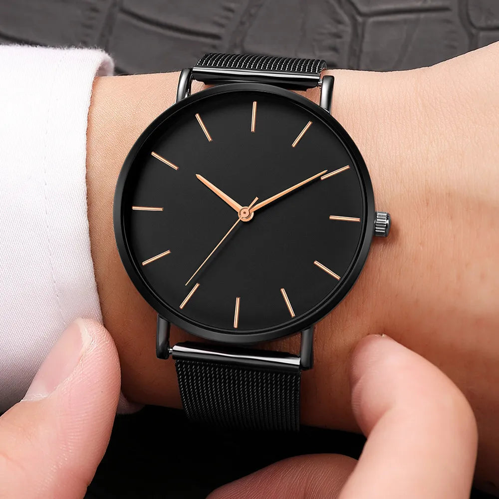 Orologio Uomo Ultra Sottile Business - Cinturino Mesh Acciaio Elegante Minimalista