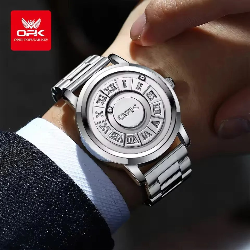 Orologio Uomo OPK 8181 Magnetico - Acciaio Inox Impermeabile 30M Sfera Magnetica Quarzo