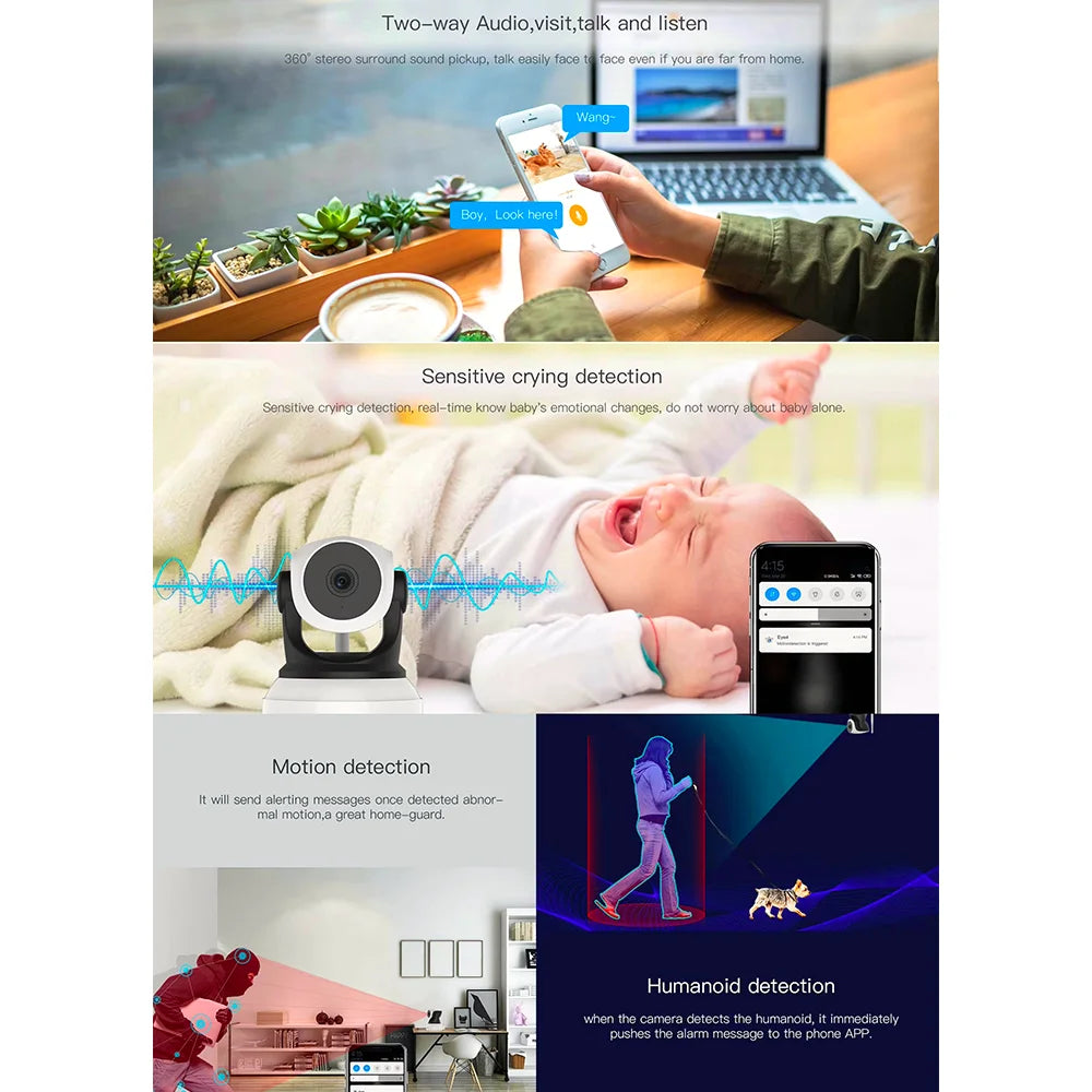 Telecamera WiFi DIFANG C24S 2MP Visione Notturna Infrarossi AI Tracking PTZ