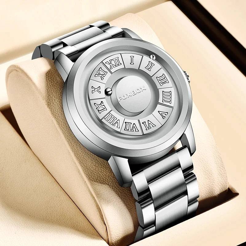 Orologio Uomo FOXBOX 0047 Magnetico Nero - Puntatore Scorrevole Acciaio Impermeabile