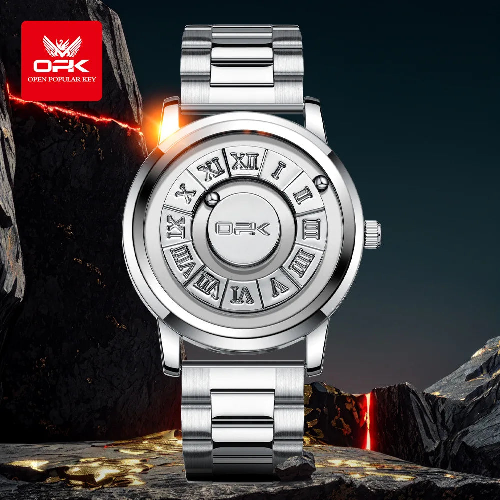 Orologio Uomo OPK 8181 Magnetico Oval - Acciaio Inox Impermeabile 30M Sfera Magnetica Quarzo