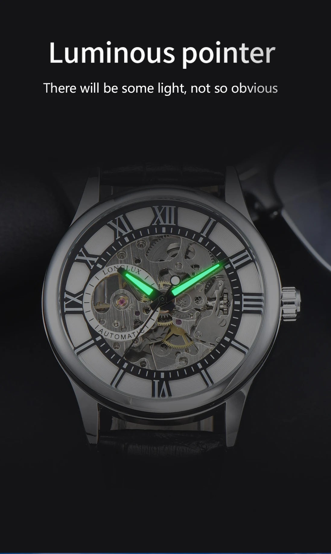 Orologio Uomo Automatico Meccanico LONGLUX - Scheletrato Impermeabile Pelle