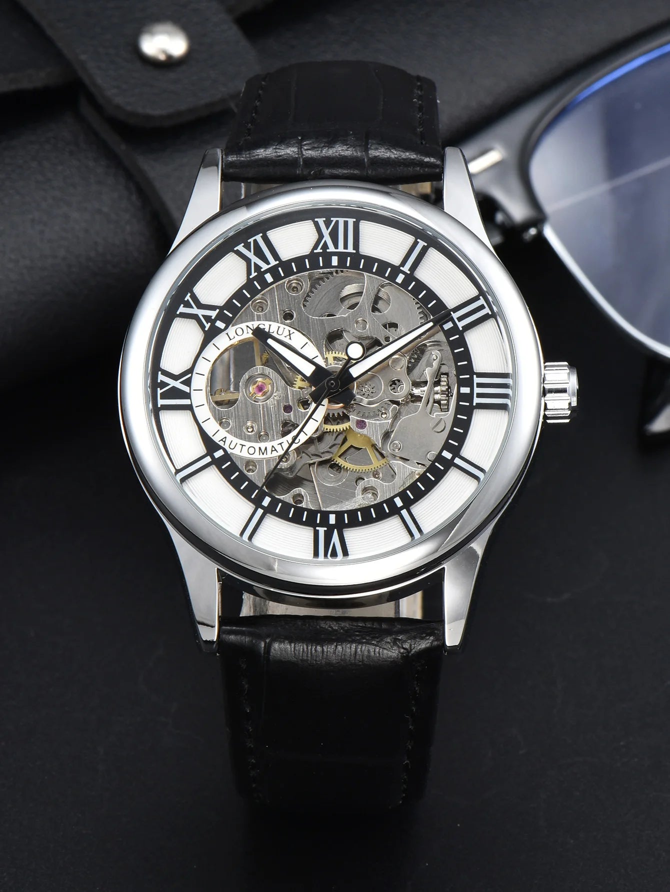 Orologio Uomo Automatico Meccanico LONGLUX - Scheletrato Impermeabile Pelle