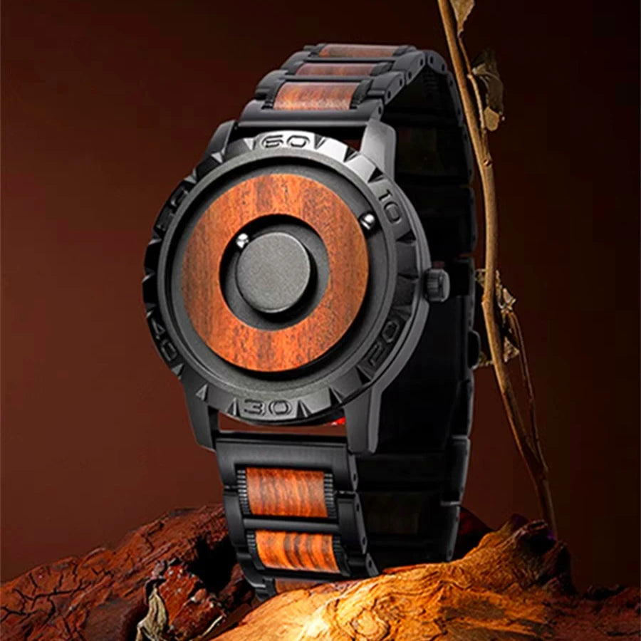 Orologio Uomo EUTOUR Magnetico Legno - Cinturino Wooden Sport Quarzo Impermeabile Luxury