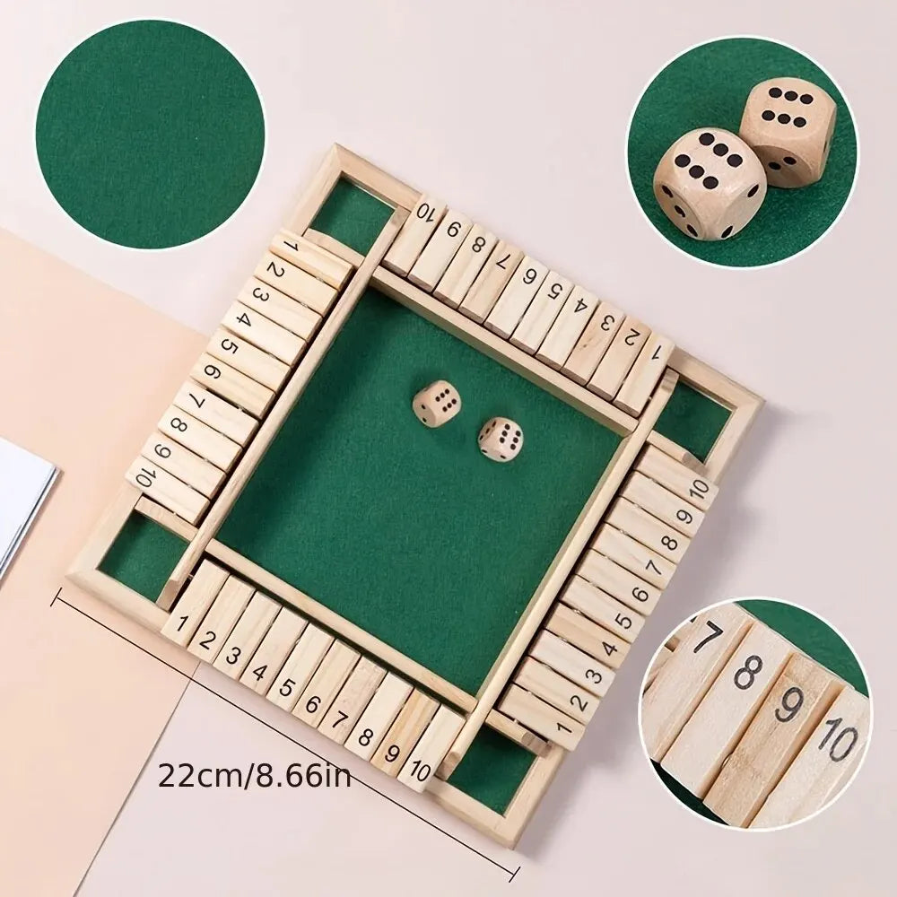 Gioco Dadi Legno Shut The Box 4 Giocatori - Famiglia Intrattenimento