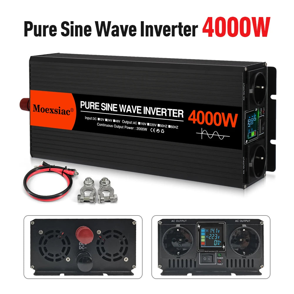 Inverter Solare 4000W Onda Sinusoidale Pura - 12V/24V/48V a 220V