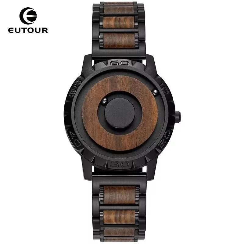 Orologio Uomo EUTOUR Magnetico Legno - Cinturino Wooden Sport Quarzo Impermeabile Luxury