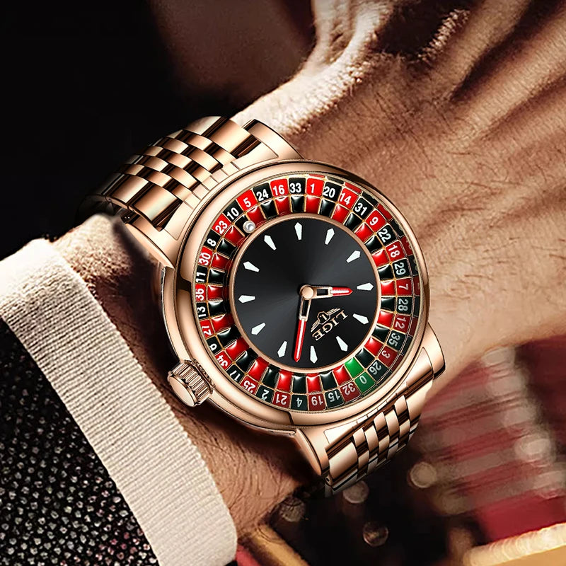 Orologio Uomo LIGE Quadrante Rotante Roulette - Numeri Arabi Impermeabile Luminoso