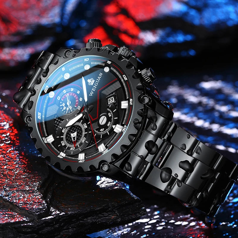 Orologio Uomo Black Warrior Impermeabile Luminoso - Acciaio Calendario Quarzo