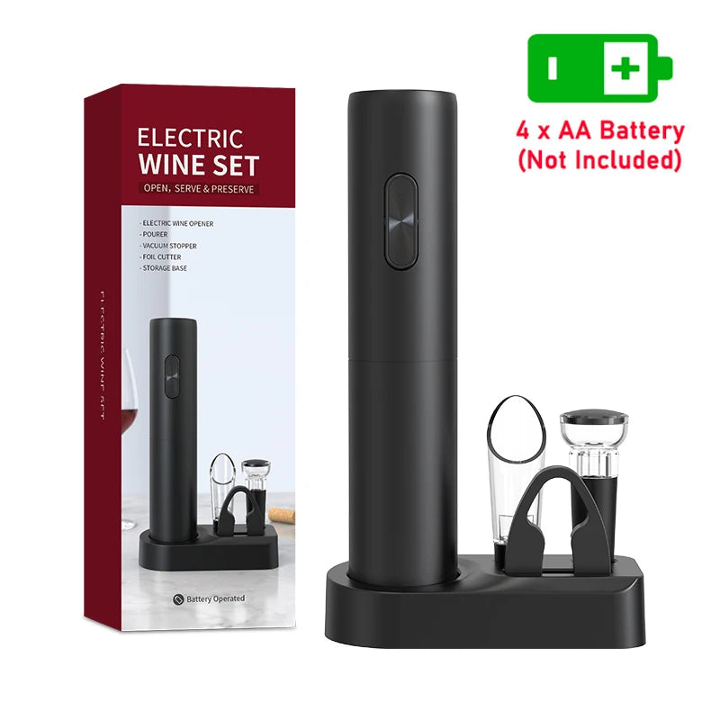 Set Apribottiglie Elettrico per Vino con Tagliacapsule - Cavatappi Automatico a Batteria