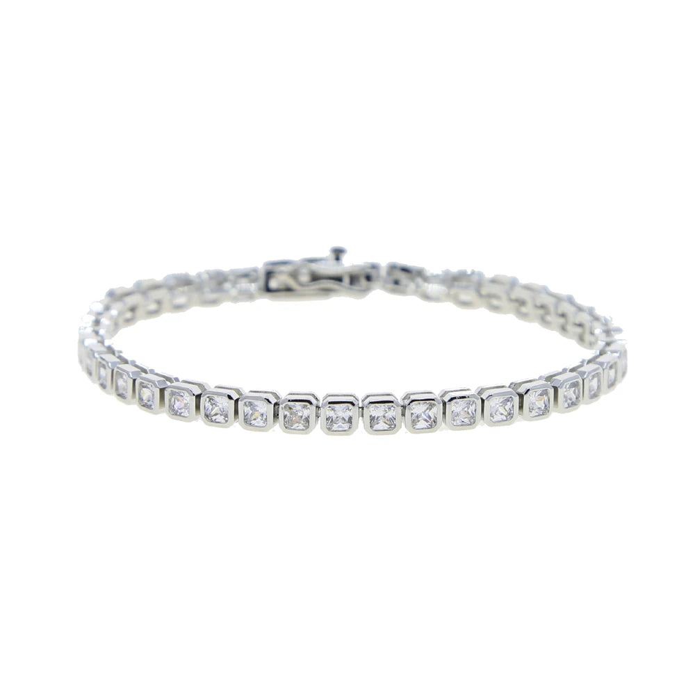 Bracciale Tennis Zirconia Cubica 5A Forme Geometriche Donna Elegante