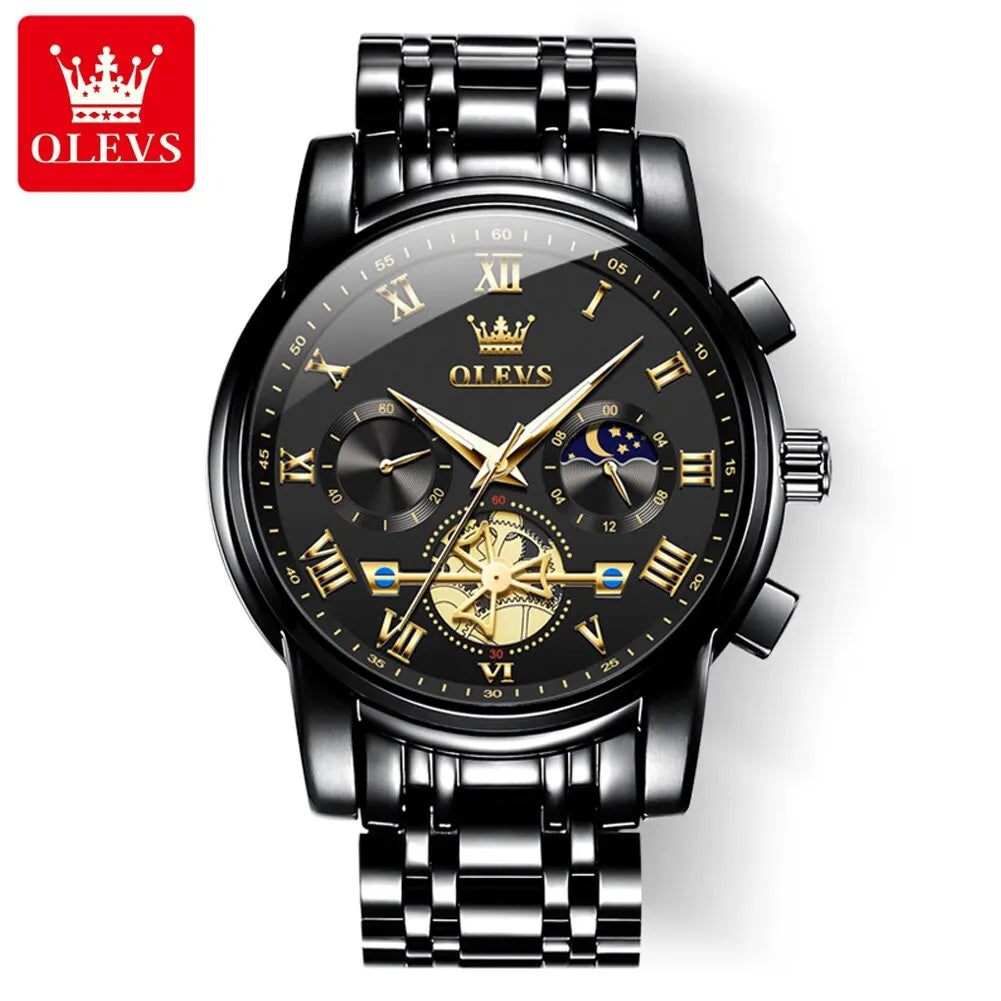 OLEVS Orologio Uomo Cronografo Romano Luxury - Acciaio Quarzo Impermeabile Luminoso