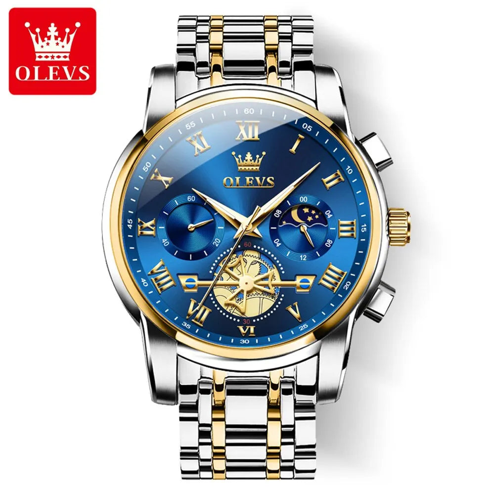 OLEVS Orologio Uomo Cronografo Romano Luxury - Acciaio Quarzo Impermeabile Luminoso