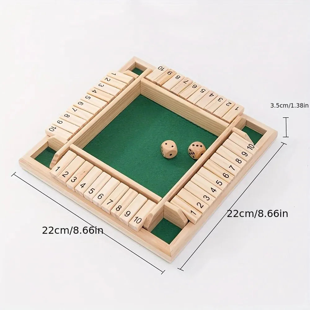 Gioco Dadi Legno Shut The Box 4 Giocatori - Famiglia Intrattenimento