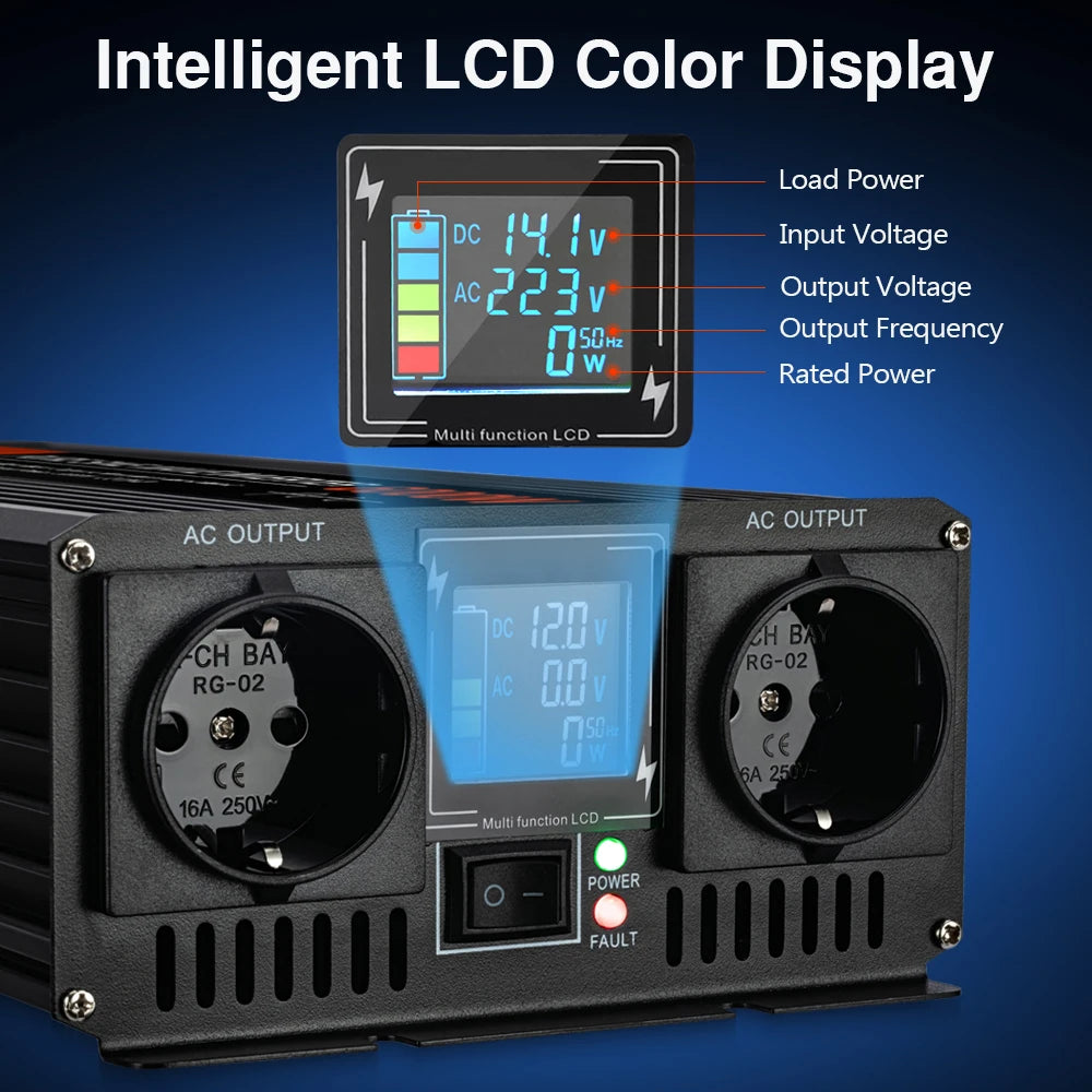 Inverter Solare 4000W Onda Sinusoidale Pura - 12V/24V/48V a 220V