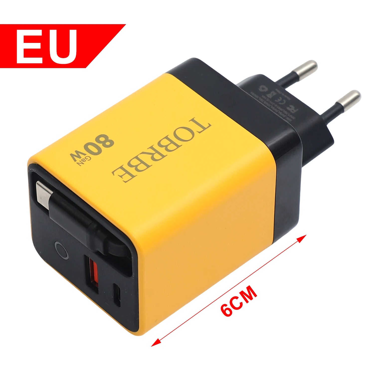 Portable 3 in 1 GaN Charger 80W MAX Fast Charger with Retractable Data Cable for iPhone 17 Airpods Macbook Phone Tablet Charger