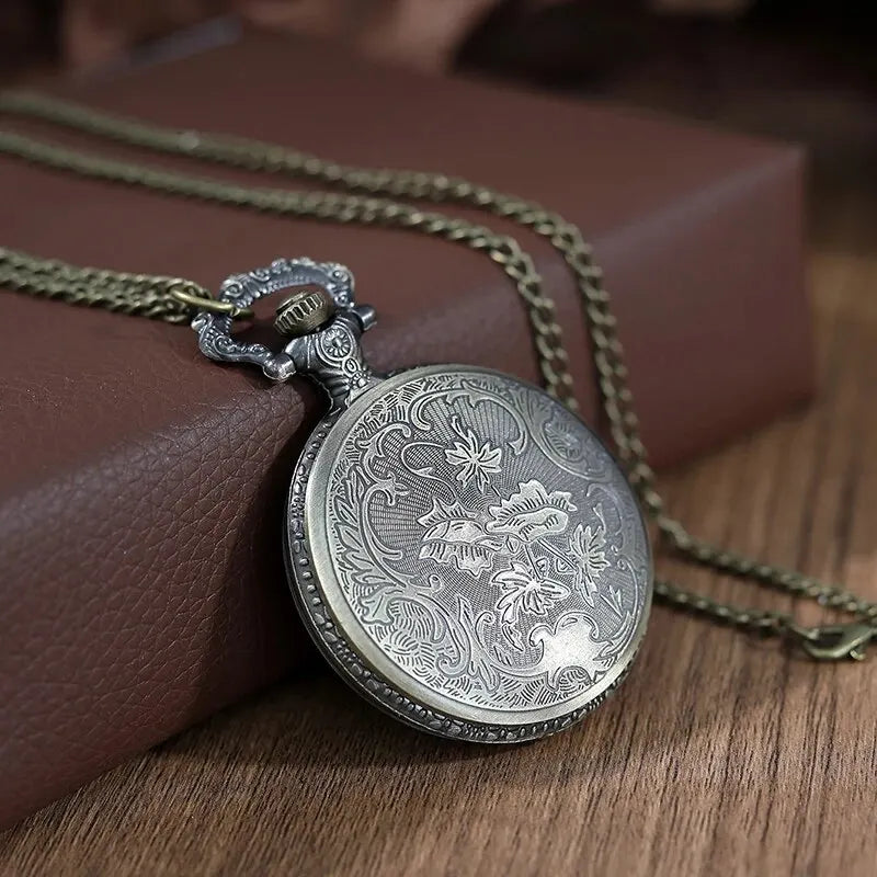 Orologio da Tasca Vintage Numeri Romani - Collana Quarzo Scheletrato Regalo