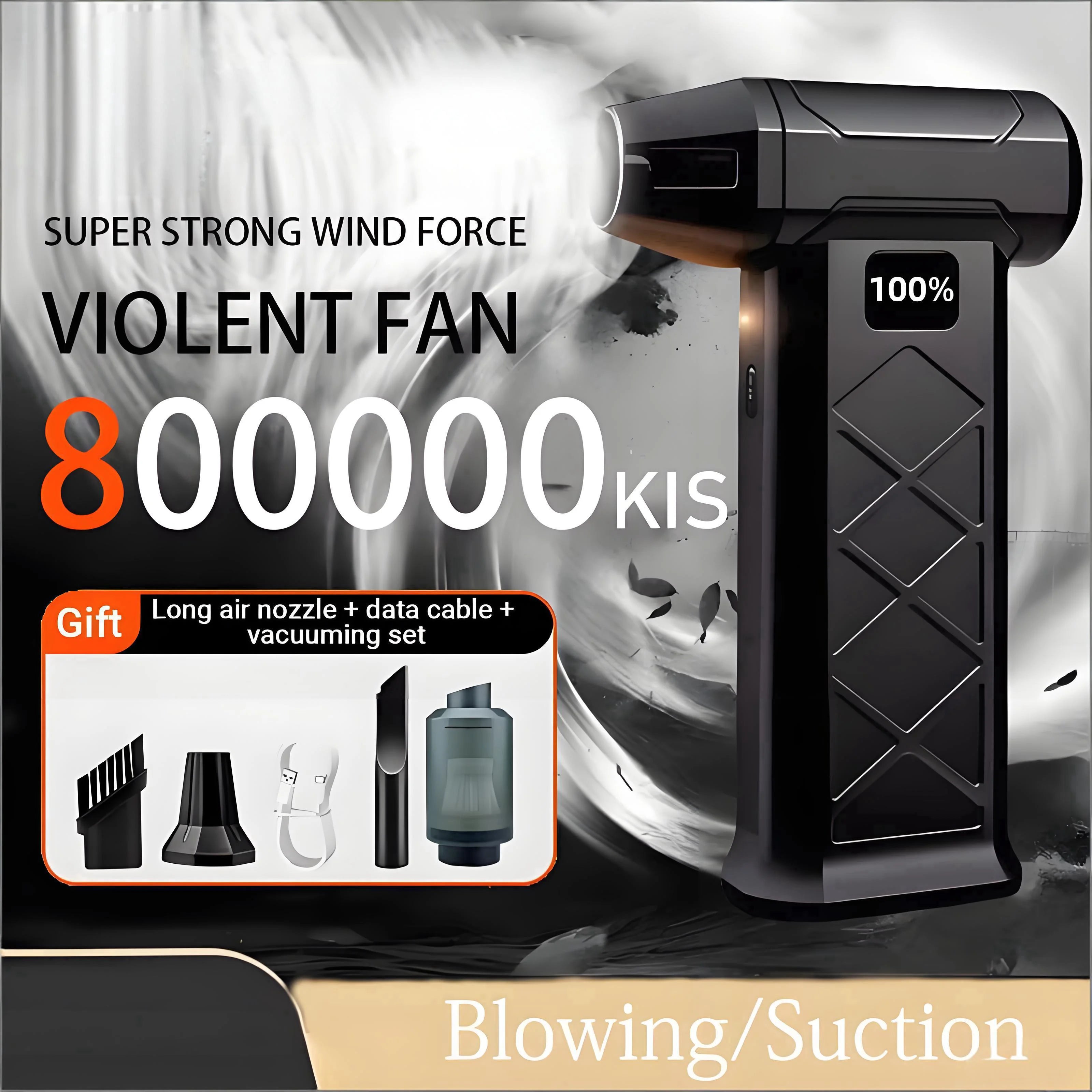 Soffiatore Turbo Jet 800000RPM - Blower Elettrico Ricaricabile Brushless per PC e Outdoor