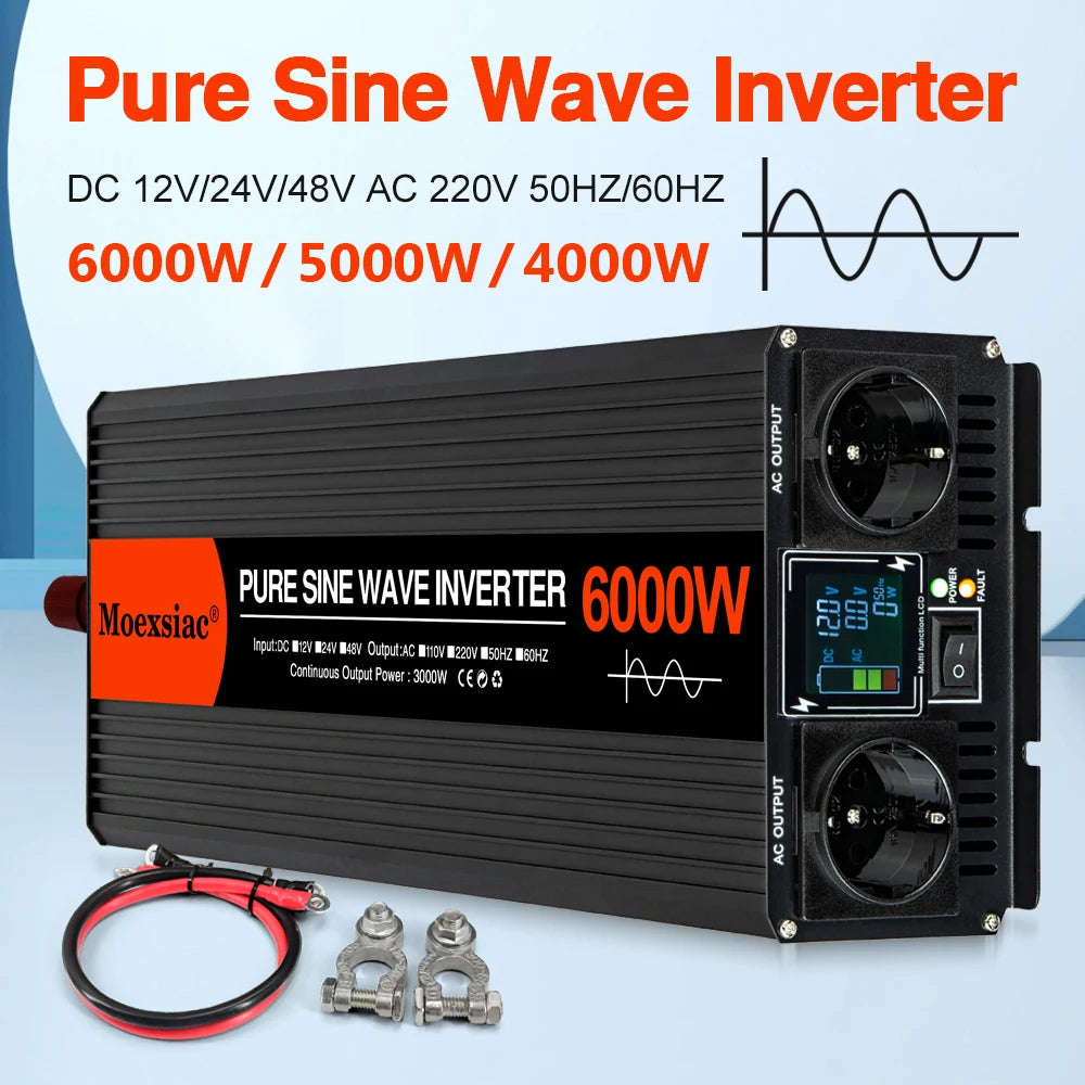 Inverter Solare 4000W Onda Sinusoidale Pura - 12V/24V/48V a 220V