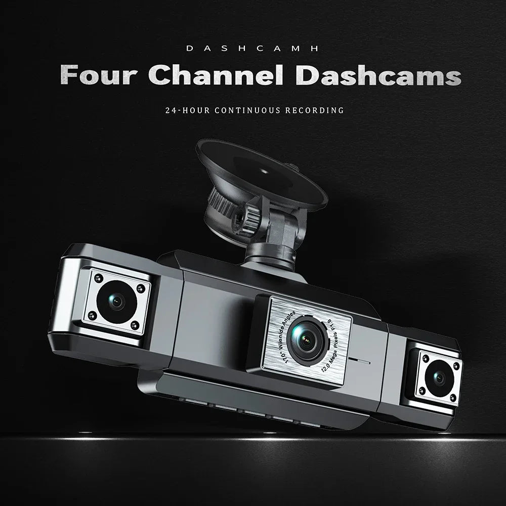 New Car Dash Cam 4 Channel HD 1080P Black Box DVR Night Vision 24H Parking Monitor 360° with WiFi Dash Cam Parking Backup Camera