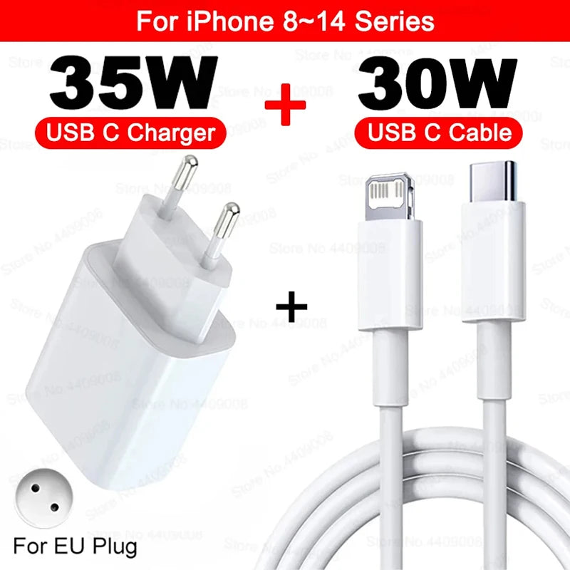 Caricabatterie USB-C 35W Ricarica Rapida iPhone 16 15 14 13 12 11 Pro Max