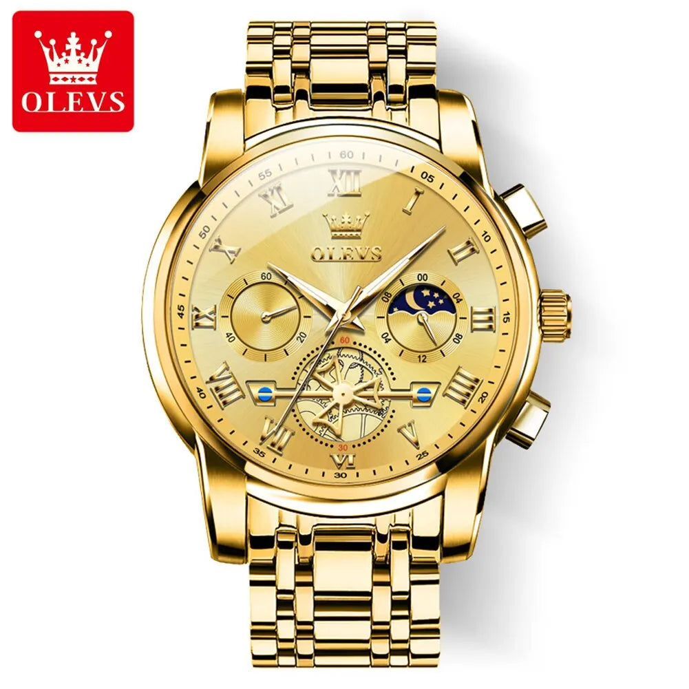 OLEVS Orologio Uomo Cronografo Romano Luxury - Acciaio Quarzo Impermeabile Luminoso