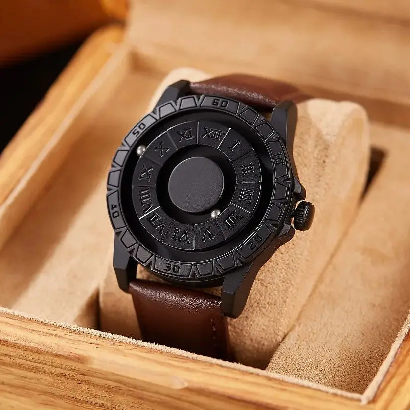 Orologio Uomo Magnetico Creative Black - Sfera Metallica Rotante Design Unico Regalo