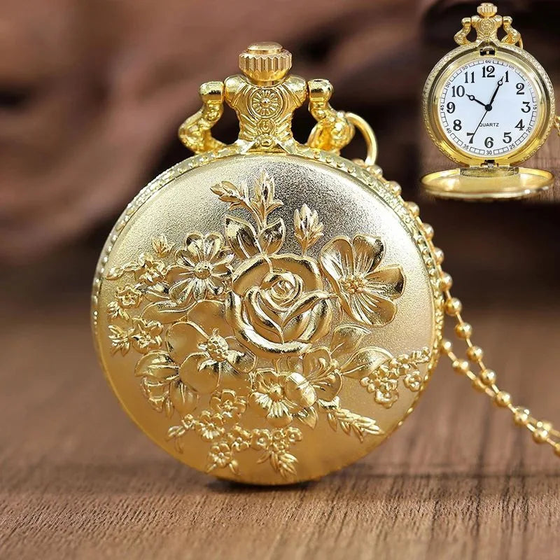 Orologio da Tasca Vintage Numeri Romani - Collana Quarzo Scheletrato Regalo