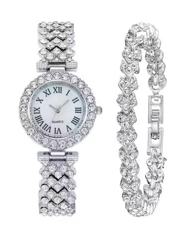 Roman Dial Women's Luxury Quartz Watch Set-1