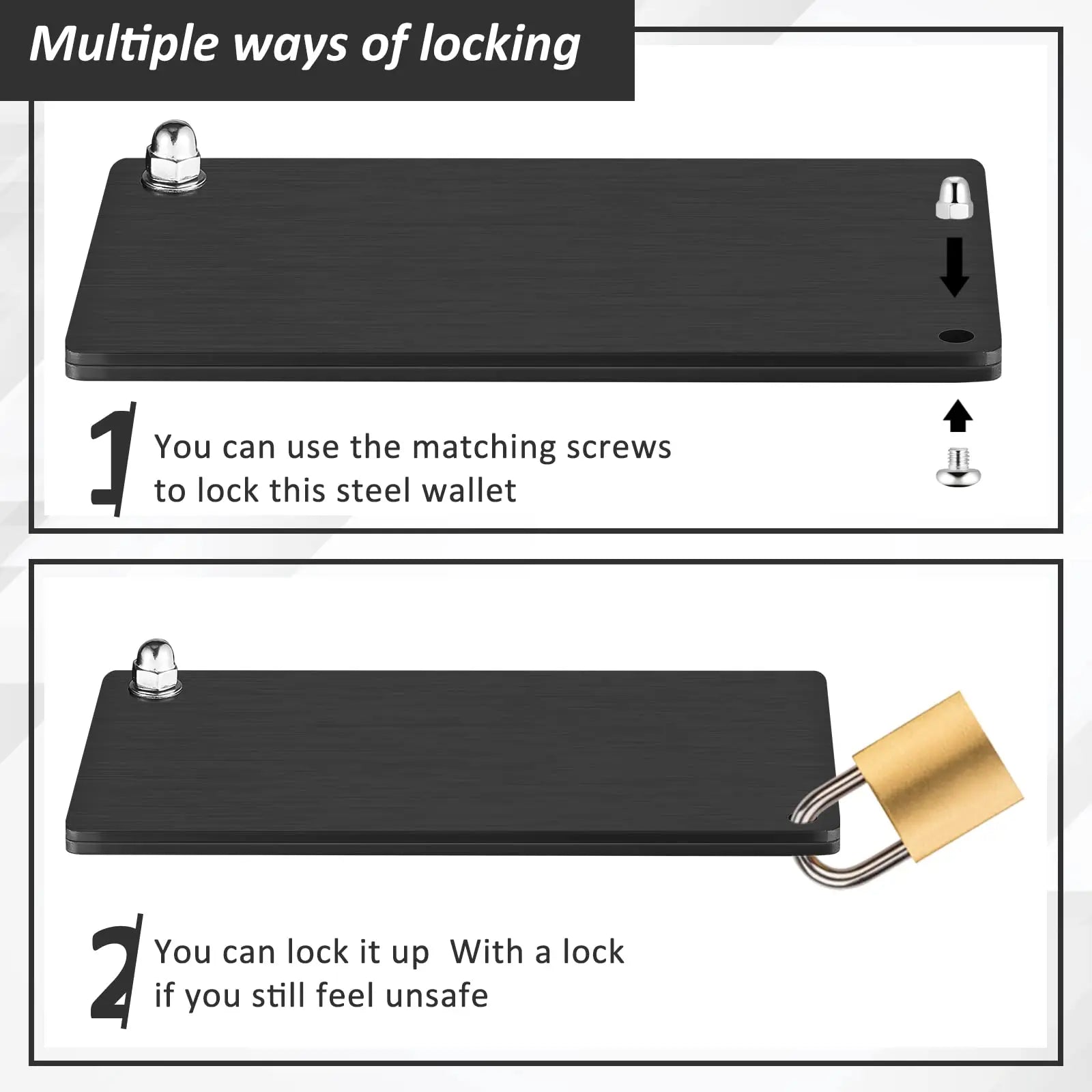 A set of stainless steel cryptocurrency wallets for hardware cold backup seed storage, suitable for Bitcoin, compatible with Bip