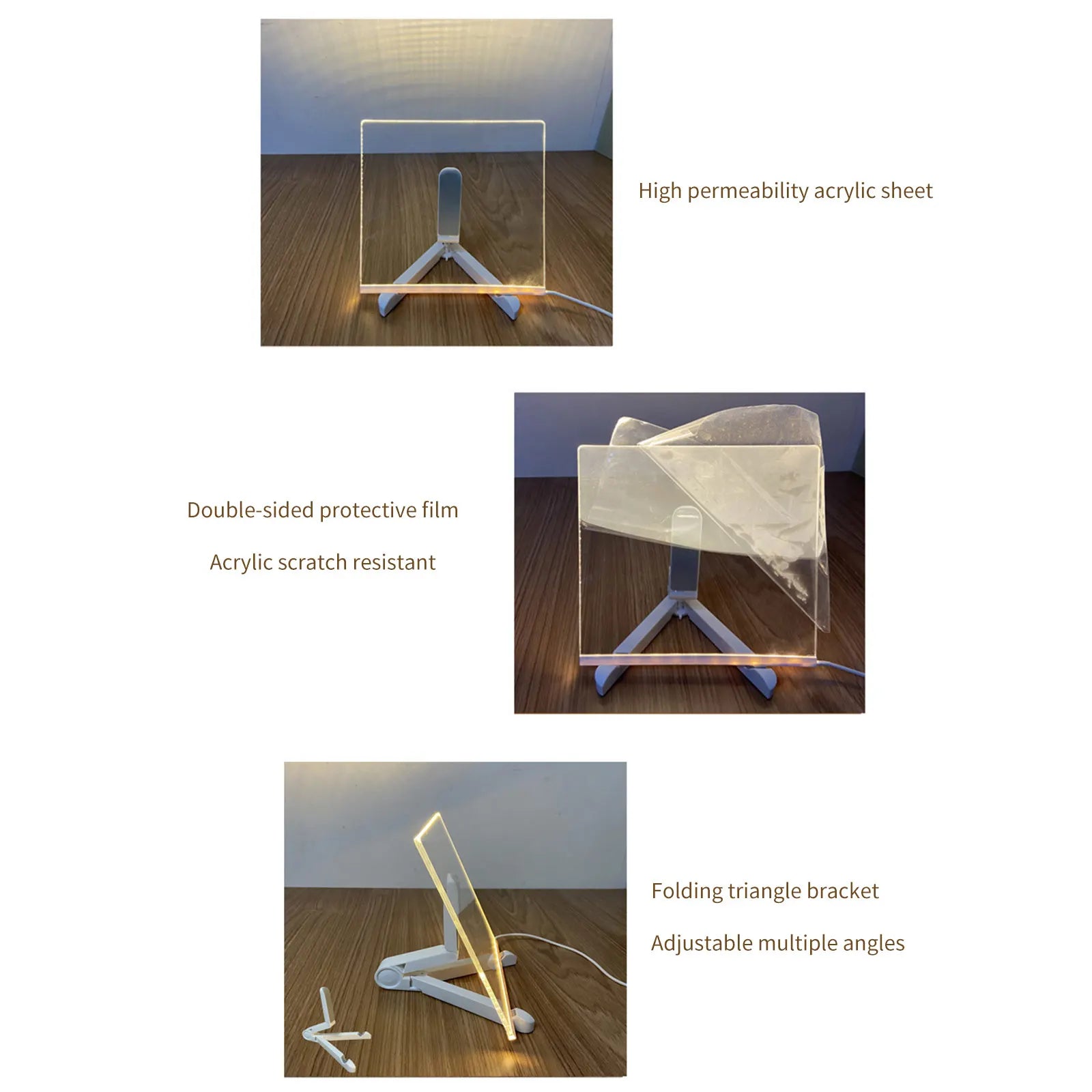 Lavagna LED Luminosa Acrilica Trasparente - Memo Cancellabile USB Luce Notturna Regalo