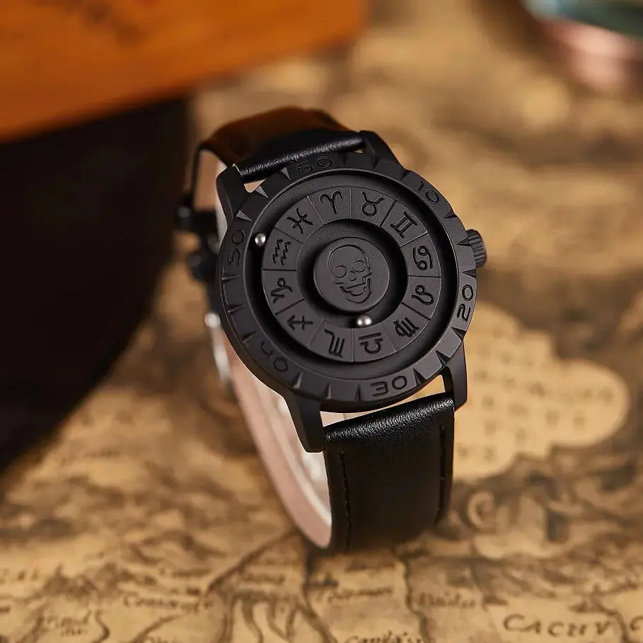 Orologio Uomo Magnetico Creative Black - Sfera Metallica Rotante Design Unico Regalo