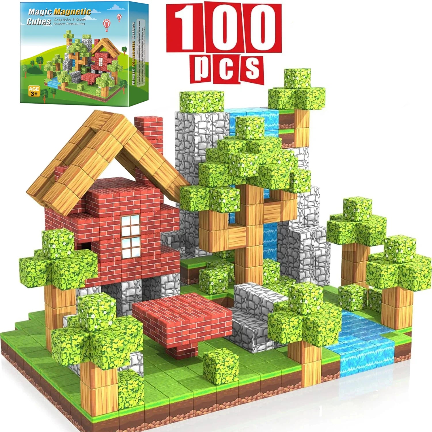 Blocchi Magnetici 100 Pezzi - Gioco Educativo STEM Montessori